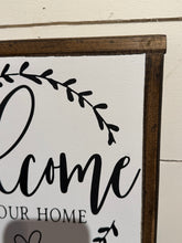 Load image into Gallery viewer, Welcome to our home hand painted wooden sign