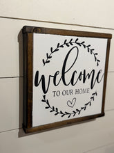 Load image into Gallery viewer, Welcome to our home hand painted wooden sign