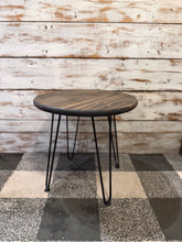Load image into Gallery viewer, Wooden Round Table Hairpin Black Metal Legs