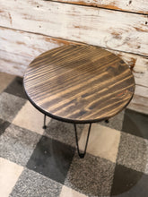 Load image into Gallery viewer, Wooden Round Table Hairpin Black Metal Legs