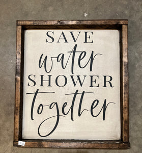 READY TO SHIP Antiqued White, Save water Shower together