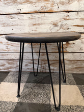 Load image into Gallery viewer, Wooden Round Table Hairpin Black Metal Legs