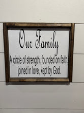 Load image into Gallery viewer, Our Family A circle of strength, founded on faith, joined in love, kept by God.