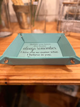 Load image into Gallery viewer, *Ready to Ship* Engraved Leatherette Snap Tray (Before you leave this home)