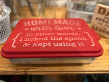 Load image into Gallery viewer, READY TO SHIP (Homemade with love …in other words, I liked the spoon &amp; kept using it)Engraved Aluminum Cake Pan and Lid