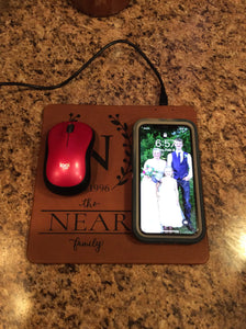 Laser(Custom with your saying) Engraved Leatherette Phone Charging Mat