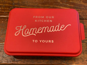 (From Our Kitchen Homemade To Yours )Engraved Aluminum Cake Pan and Lid