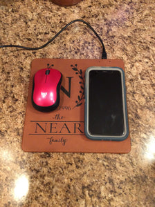 Laser(Custom with your saying) Engraved Leatherette Phone Charging Mat