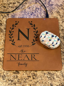 Laser(Custom with your saying) Engraved Leatherette Phone Charging Mat