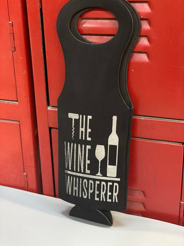 The Wine Whisperer.   Engraved Leatherette Wine Bag