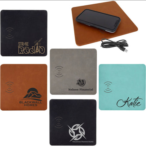 Laser(Custom with your saying) Engraved Leatherette Phone Charging Mat