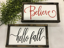 Load image into Gallery viewer, Double Sided Fall/Christmas Shelf Sitting Sign