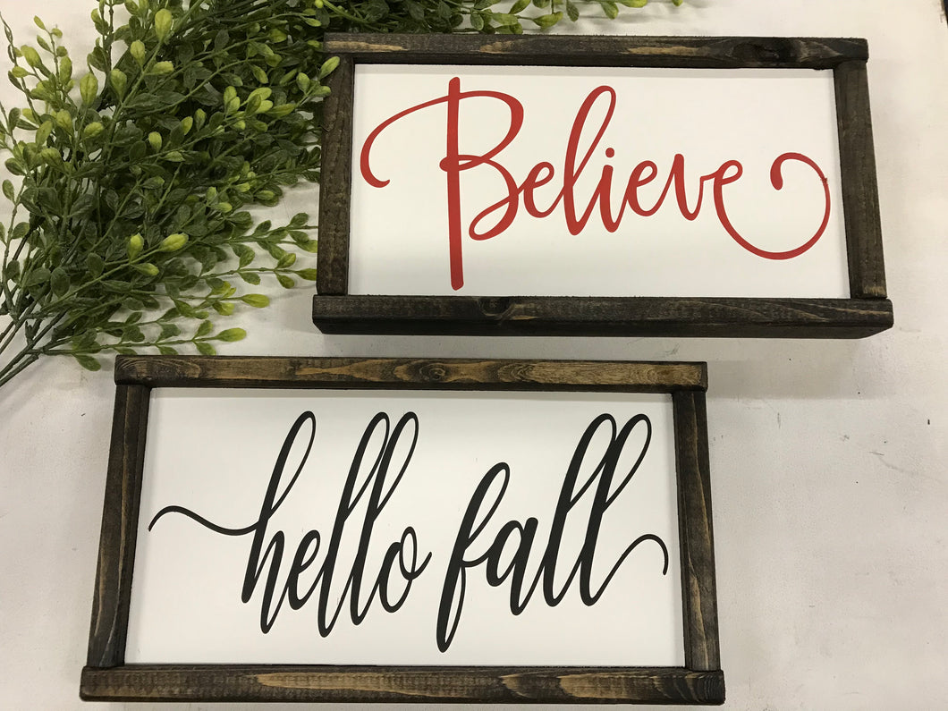 Double Sided Fall/Christmas Shelf Sitting Sign