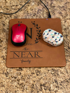 Laser(Custom with your saying) Engraved Leatherette Phone Charging Mat