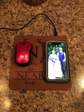 Load image into Gallery viewer, Initial/Est. Date/Family Design Engraved Leatherette Phone Charging Mat